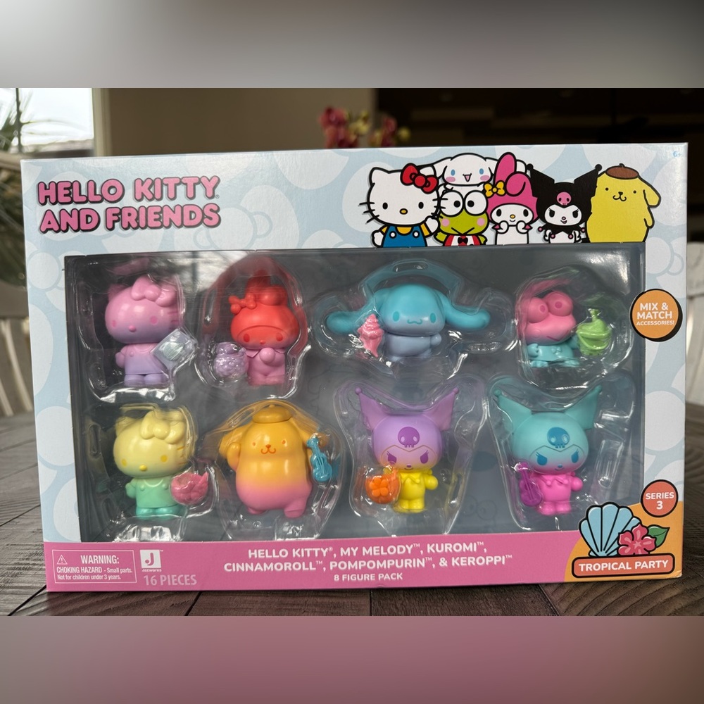 Jazwares Hello Kitty and Friends Ombré Tropical Party 2” Figure 8 Pack (NIB)